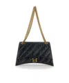 Balenciaga Leather Shoulder Bag With Frontal Monogram In Black