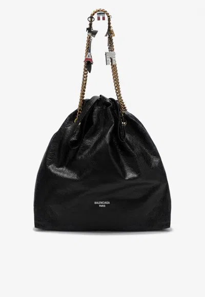 トートバッグ Balenciaga Crush Media black leather tote bag Balenciaga Crush Medium Tote Bag | Neiman Marcus