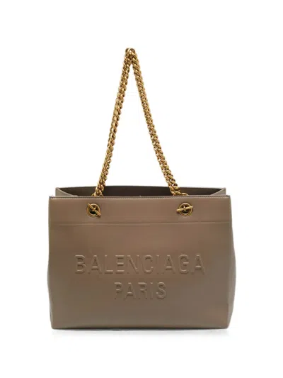 Pre-owned Balenciaga Medium Duty Free Embossed Tote Bag In Brown