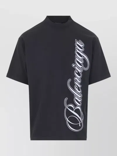 Balenciaga Medium Fit Crew Neck Short Sleeve Tshirt In Black