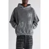 Balenciaga Logo Embroidered Hooded Sweatshirt In Gray