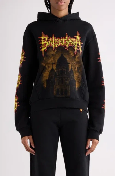 Balenciaga Medium Fit Hoodie In Black