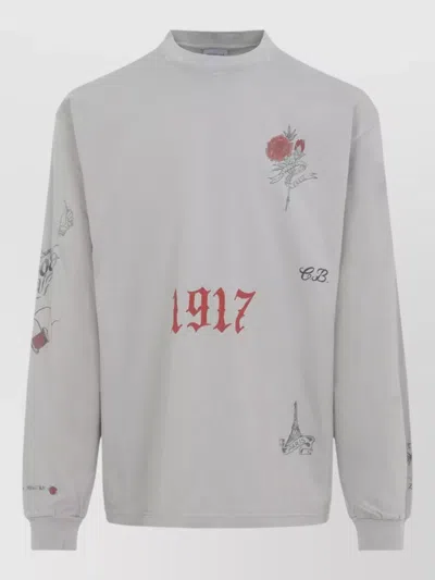 Balenciaga Medium Fit Graphic Cotton Logo T Shirt In White