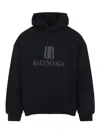 Balenciaga Black Hoodie With Fixed Hood And Logo Lettering On The Front In Cotton Man