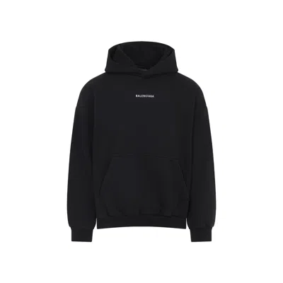 Balenciaga Relaxed-fit Cotton Hooded Sweatshirt With Design In Black