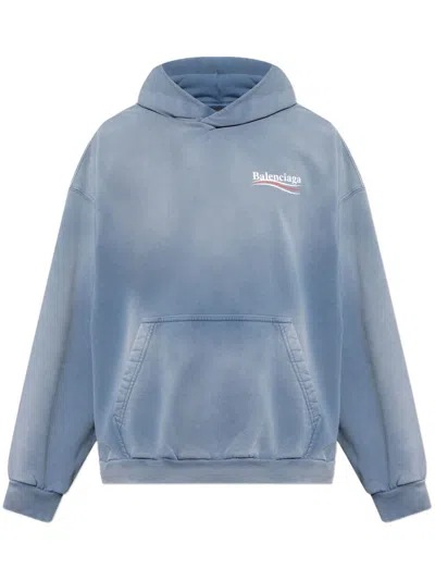 Balenciaga Medium Fit Hoodie In Blue/white/red