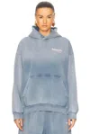 Balenciaga Logo Hooded Sweatshirt In Faded Blue  White  & Red