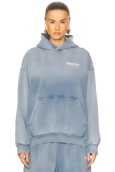 【Balenciaga】MEDIUM FIT HOODIE◆767877TRVB1 Balenciaga Medium Fit Hoodie In Blue | ModeSens
