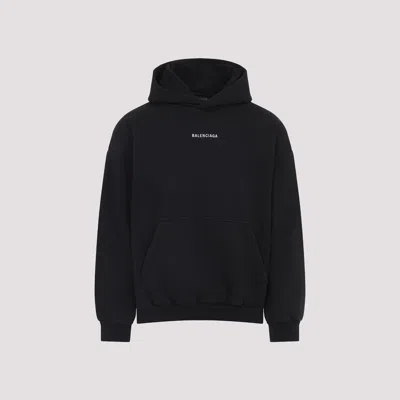 Balenciaga Relaxed-fit Cotton Hooded Sweatshirt With Design In Black