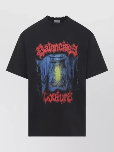Balenciaga Medium Fit Jersey T Shirt Round Neck In Black