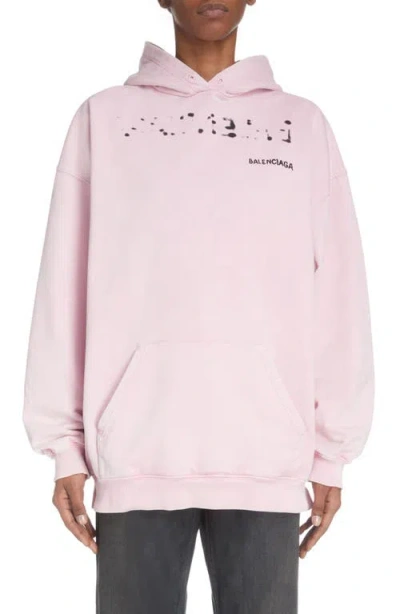 Balenciaga Medium Fit Logo Graphic Hoodie In Pink