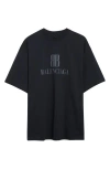 Balenciaga Faded Black Nano Bb Medium Fit T-shirt In Black