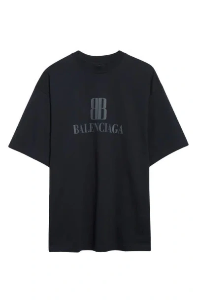 BALENCIAGA BALENCIAGA MEDIUM FIT NANO BB LOGO GRAPHIC T-SHIRT