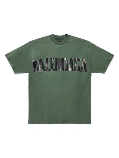 Balenciaga Medium Fit New Tape Type T-shirt In Dark Green