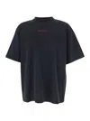 Balenciaga Logo Lettering Crewneck T-shirt In Black