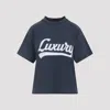Balenciaga Embroidered Short-sleeved T-shirt In Blue