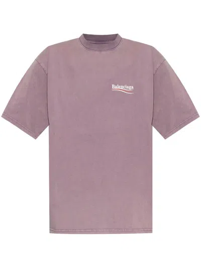 Balenciaga Medium Fit T-shirt In Purple/white/red