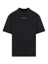 Balenciaga Black Crewneck T-shirt With Logo Lettering On The Front And Logo Patch On The Sleeve In Cotton Man