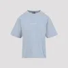 Balenciaga Womens Marine Logo-embroidered Relaxed-fit Cotton T-shirt In Blue