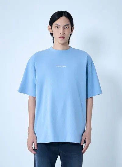 Balenciaga Men Medium Fit T-shirt In Blue