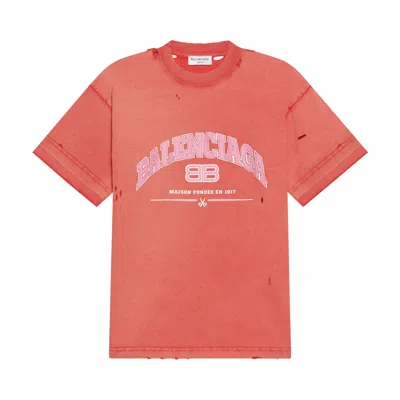 Pre-owned Balenciaga Medium Fit T-shirt 'cardi Red/orange/white'