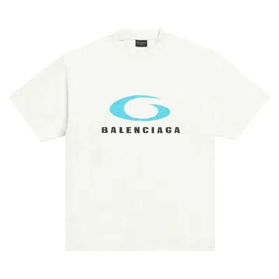 Pre-owned Balenciaga Medium Fit T-shirt 'dirty White/blue'