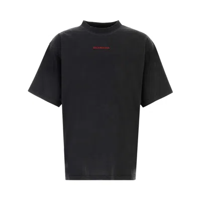 Pre-owned Balenciaga Medium Fit T-shirt 'faded Washed Black/red' | Men's Size M