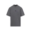 Balenciaga Men Grey Crewneck T-shirt With Logo Embroidery On The Front In Cotton Man