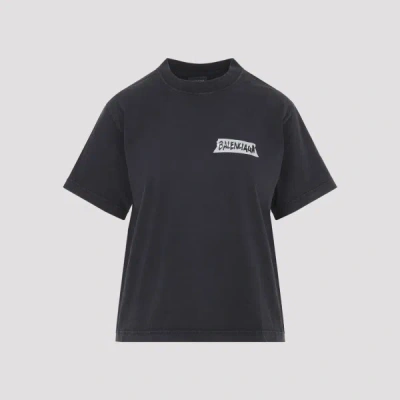 Balenciaga Medium Fit Masking Tape Logo Dry Jersey T-shirt In Black