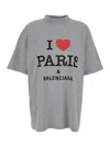 Balenciaga Grey Crewneck T-shirt With Maxi Logo Print On The Front In Cotton Woman In Multicolor