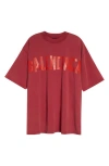 Balenciaga Medium Fit Tape Type Logo Graphic T-shirt In Raspberry