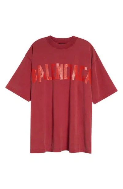 Balenciaga Medium Fit Tape Type Logo Graphic T-shirt In Raspberry