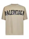Balenciaga Men Beige Tape Type Medium Fit T-shirt