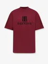 Balenciaga Bordeaux Crewneck T-shirt With Logo Print On The Front In Cotton Man