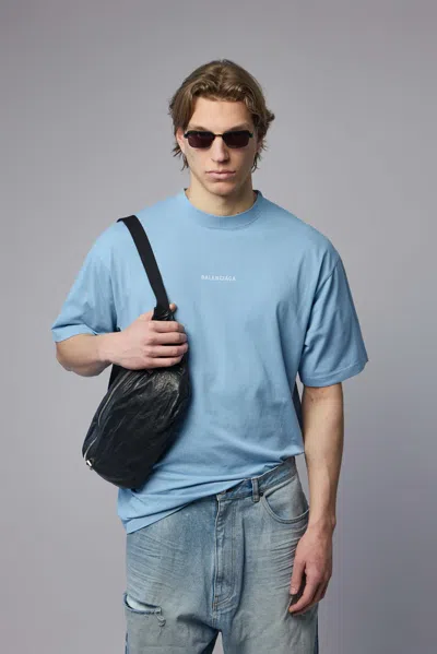 Logo Embroidered Cotton Jersey T-shirt In Blue from Labels Fashion
