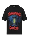 Balenciaga Medium Fit Graphic Crew Neck T Shirt In Black