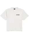 Balenciaga Womens Dirty White Logo-print Relaxed-fit Cotton T-shirt In White