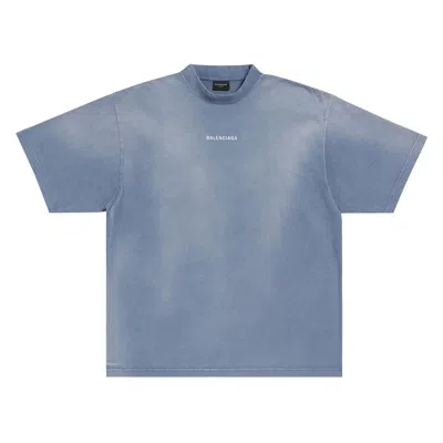 Pre-owned Balenciaga Medium Fit T-shirt 'faded Blue/white' | Men's Size S