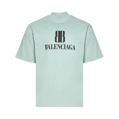 Pre-owned Balenciaga Medium Fit T-shirt 'sage Green' | Men's Size L