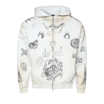 Pre-owned Balenciaga Medium Fit Zip-up Hoodie 'off White/black'
