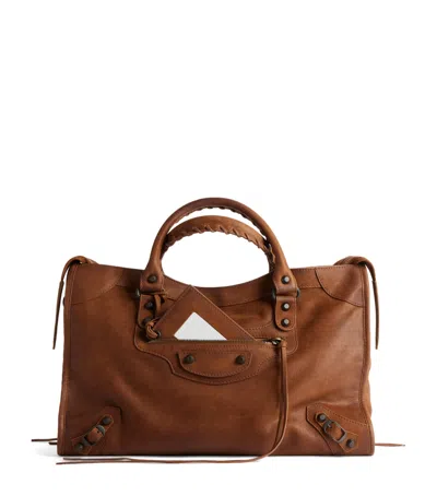 Balenciaga Medium Goatskin Le City Top-handle Bag In Brown
