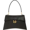 Balenciaga Medium Hourglass Soft Leather Shoulder Bag In 1000 Black