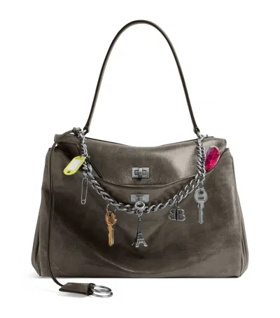 Balenciaga Medium Lambskin Rodeo Shoulder Bag In Grey