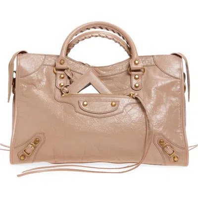 Balenciaga Medium Le City Arena Leather Tote In Nude