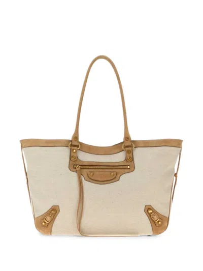 Balenciaga Sand Canvas Le City 41 Cm Shopping Handbag For Women In Brown
