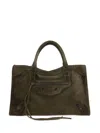 Balenciaga Medium Le City Braided-handle Suede Tote Bag In Brown