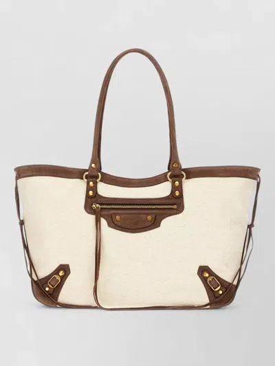Balenciaga Medium Le City Canvas Shoulder Tote Bag In Neutral