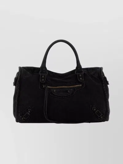 Balenciaga Medium Le City Handbag With Zip Pocket In Black