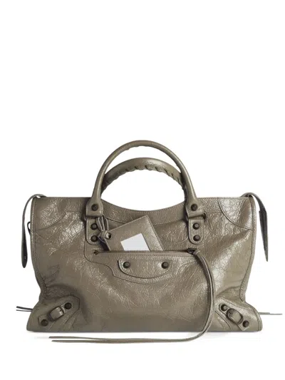Balenciaga Medium Le City Lambskin Tote Bag In Brown