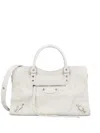 Balenciaga Medium Handbag With Detachable Strap And Studded Accents In White